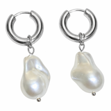 Aretes Aro Dorado con Perla Natural | Luna Bella Joyería
