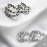 Aretes Dorados Doble Aro Diseño Liso | Luna Bella Joyería