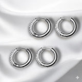 Aretes Tipo Aro Con Zirconias En Media Luna | Luna Bella Joyería