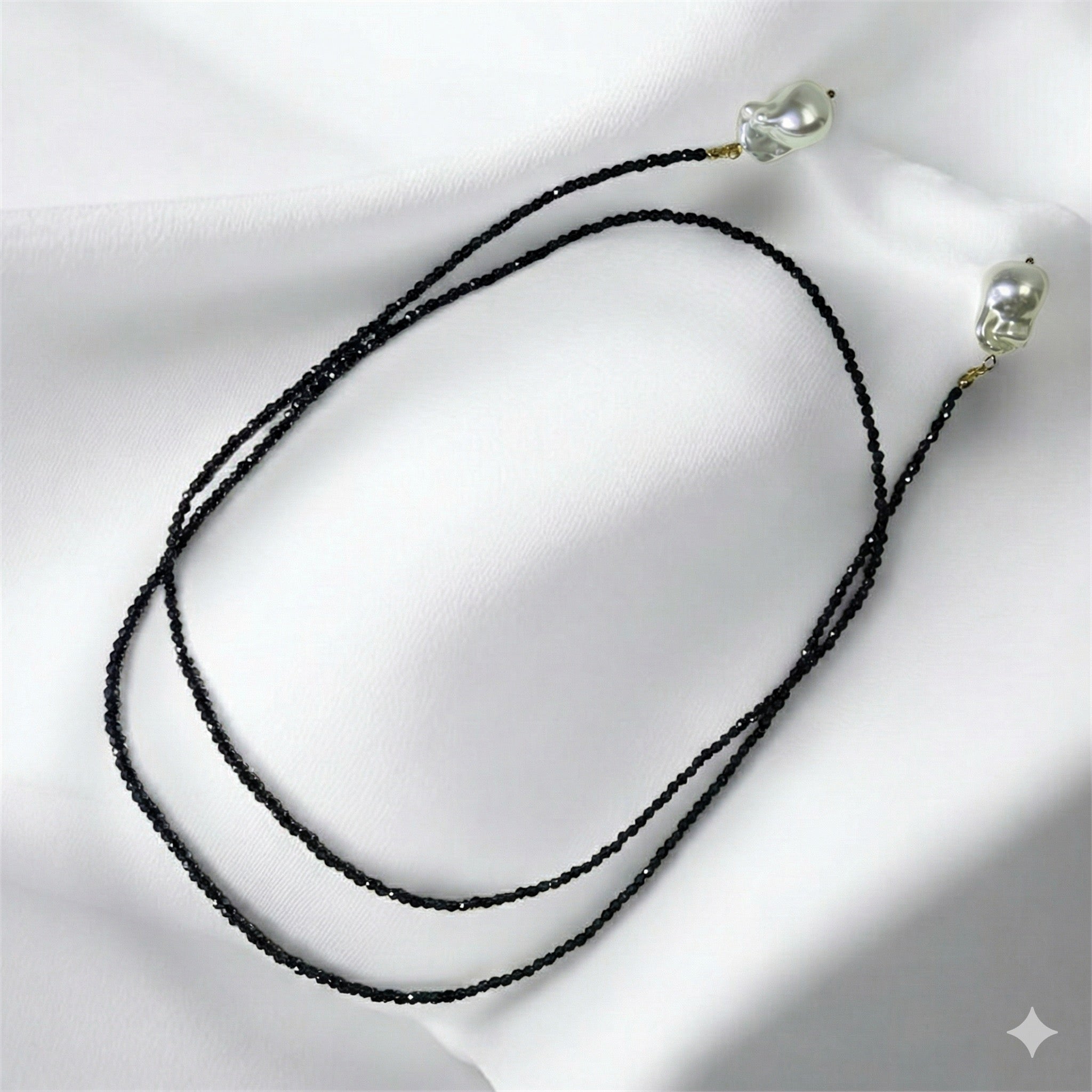Collar de Cristales con Perlas Barrocas – Verde o Negro | Luna Bella Joyería