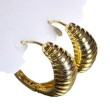 Aretes Aros de Acero Inoxidable Dorados con Diseño Texturizado | Luna Bella Joyería