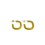 Aretes Aros de Acero Inoxidable Dorados con Diseño Torcido | Luna Bella Joyería