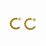 Aretes Dorados Hoop Trenzados  Acero Inoxidable | Luna Bella