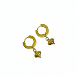 Aretes Dorados Hoop con Dije de Corazón Acero Inoxidable | Luna Bella Joyería