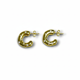 Aretes Dorados Chunky con Incrustaciones de Zirconia Acero Inoxidable | Luna Bella