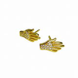 Aretes de Acero Inoxidable Dorados en Forma de Mano con Zirconias | Luna Bella Joyería