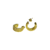 Aretes Dorados Hoop Trenzado Grueso Acero Inoxidable | Luna Bella Joyería