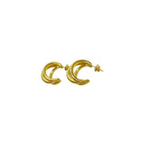 Aretes Dorados Doble Aro Diseño Liso | Luna Bella Joyería