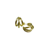 Aretes Dorados Triple Aro Trenzado Acero Inoxidable | Luna Bella Joyería