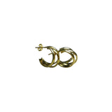 Aretes Dorados Triple Aro Liso Acero Inoxidable | Luna Bella Joyería