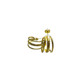 Aretes Dorados Triple Aro con Textura Martillada Acero Inoxidable | Luna Bella
