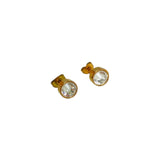 Aretes Dorados con Cristal Brillante – Acero Inoxidable | Luna Bella Joyería
