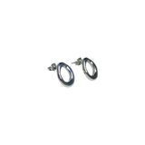 Aretes Plata Abstract Oval – Acero Inoxidable | Luna Bella Joyería