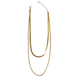 Collar Doble Dorado de Acero Inoxidable con Cadenas Combinadas | Luna Bella Joyería