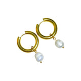 Aretes Dorados Con Dije De Perla Irregular | Luna Bella Joyería