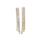 Aretes Dorados Largos Con Tiras De Zirconias | Luna Bella Joyería