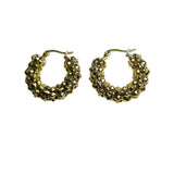 Aretes Dorados Tipo Aro Con Diseño De Relieve Texturizadas | Luna Bella Joyería