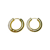 Aretes Tipo Aro Con Zirconias En Media Luna | Luna Bella Joyería