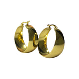 Aretes Aro Ancho Pulido en Oro y Plata | Luna Bella Joyería