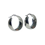 Aretes Aro Ancho Pulido en Oro y Plata | Luna Bella Joyería