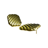 Aretes Dorados Textura Acanalada Geométrica | Luna Bella Joyería