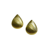 Aretes Dorados Gota Textura Acanalada | Luna Bella Joyería