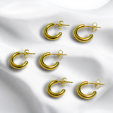 Aretes Dorados Hoop Chunky  Acero Inoxidable | Luna Bella Joyeria