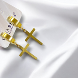 Aretes Dorados Aro Colgante con Cruz  | Luna Bella Joyería