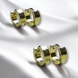 Aretes Dorados Huggie con Doble Línea Pulida | Luna Bella Joyería