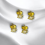 Aretes de Acero Inoxidable Dorados con Estrella y Zirconias | Luna Bella Joyería