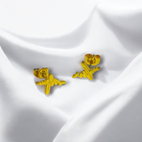 Aretes Dorados con Diseño de Latido | Luna Bella Joyeria