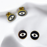 Aretes Ojo Protector – Acero Inoxidable | Luna Bella Joyería