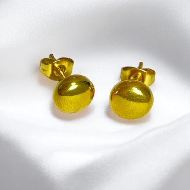 Aretes Esfera Con Acabado Espejo Plata y Dorado | Luna Bella Joyería