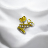 Aretes Barra Dorada con Cristales | Luna Bella Joyería