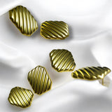 Aretes Dorados Textura Acanalada Geométrica | Luna Bella Joyería