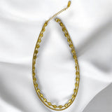Collar Dorado Doble Capa con Cadenas entre Eslabón y Cadena Fina | Luna Bella Joyería