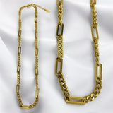 Collar Dorado con Eslabones Rectangulares y Cadena Gruesa Intercalada | Luna Bella Joyería