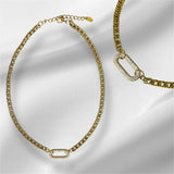 Collar Dorado con Eslabón Central Pavonado de Zirconias | Luna Bella Joyería