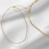 Collar Cadena Paperclip Dorado de Acero Inoxidable | Luna Bella Joyería