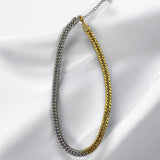 Collar Bicolor Cadena Gruesa de Acero Inoxidable | Luna Bella Joyería