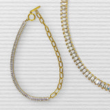 Collar de Acero Inoxidable con Cadena Mixta y Zirconias | Luna Bella Joyería