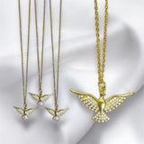 Collar de Ave Dorada con Zirconias | Luna Bella Joyería