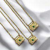 Collar Dorado Ojo Protector Verde | Luna Bella Joyería