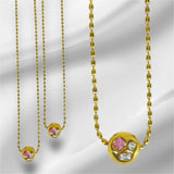 Collar Dorado con Esfera y Cristales Multicolor | Luna Bella Joyería