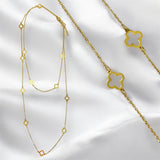 Collar Dorado con Tréboles de Cuatro Hojas | Luna Bella Joyería