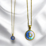 Collar Inicial con Nácar Azul | Luna Bella Joyería