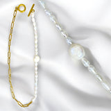 Collar con Perlas y Cadena Dorada | Luna Bella Joyería