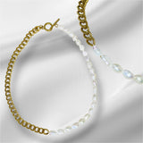 Collar mitad perlas mitad cadena dorada | Luna Bella Joyería