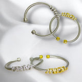 Pulsera Ajustable de Acero Inoxidable con Detalles Dorados y Zirconias | Luna Bella Joyería