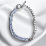 Pulsera Plateada con Zirconias Baguette y Cierre en Barra | Luna Bella Joyería